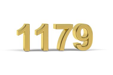Altın 3D numara 1179 - 1179 Yılı Beyaz zemin üzerinde izole edilmiş - 3D görüntüleme