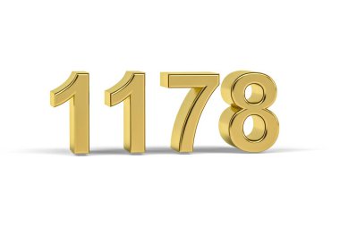 Altın 3D numara 1178 - 1178 Yılı Beyaz zemin üzerinde izole edilmiş - 3D görüntüleme