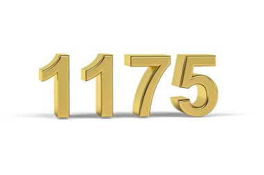 Altın 3D numara 1175 - 1175 Yılı Beyaz zemin üzerinde izole edilmiş - 3D görüntüleme