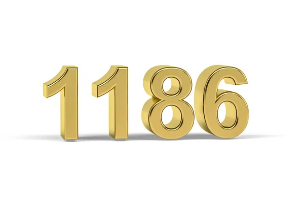 Золотий Номер 1186 Рік 1186 Ізольовано Білому Тлі Рендеринга — стокове фото
