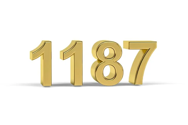 Número Oro 1187 Año 1187 Aislado Sobre Fondo Blanco Render —  Fotos de Stock