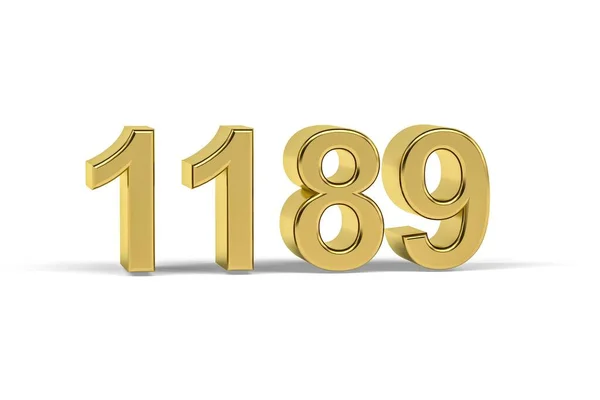Arany Szám 1189 1189 Elszigetelt Fehér Alapon Render — Stock Fotó