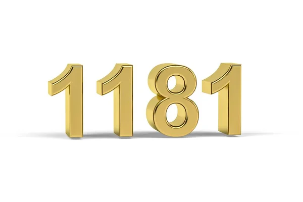 Golden Number 1181 Jaar 1181 Geïsoleerd Witte Achtergrond Render — Stockfoto