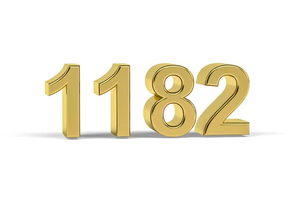 黄金の3D番号1182 白い背景に分離された1182年 3Dレンダリング — ストック写真