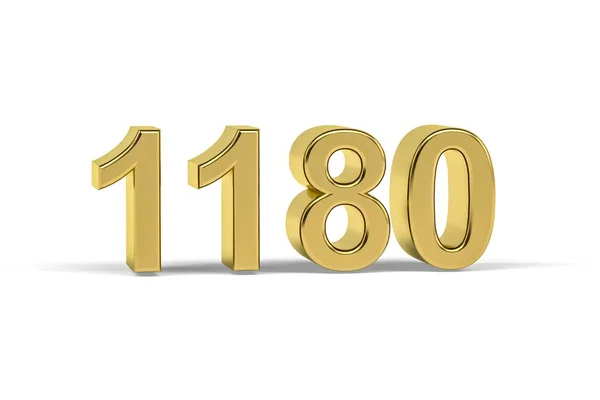 Gyllene Nummer 1180 1180 Isolerad Vit Bakgrund Render — Stockfoto