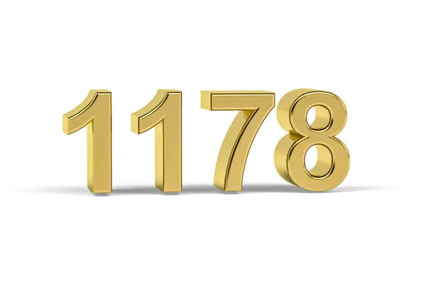 Golden Number 1178 Year 1178 Isolated White Background Render — 图库照片