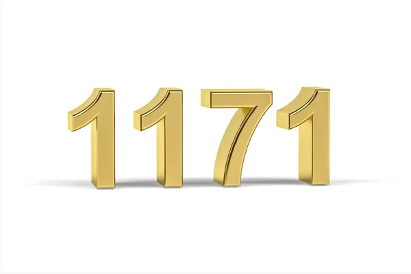 Golden Number 1171 Year 1171 Isolated White Background Render — 图库照片