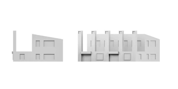 白い背景に都市の建物のモックアップ 3Dレンダリング コピースペース — ストック写真