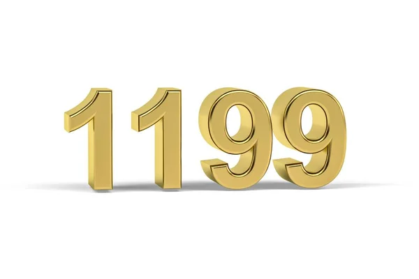 Número Dourado 1199 Ano 1199 Isolado Fundo Branco Renderização — Fotografia de Stock