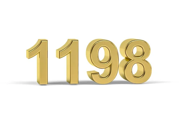 Golden Número 1198 Ano 1198 Isolado Fundo Branco Renderização — Fotografia de Stock