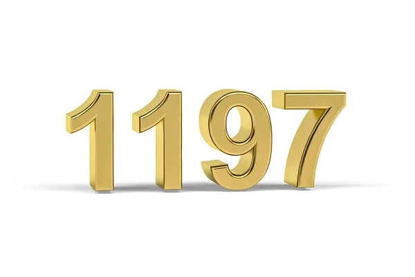 Número Dourado 1197 Ano 1197 Isolado Fundo Branco Renderização — Fotografia de Stock