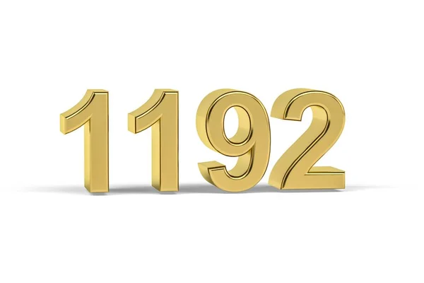 Gyllene Nummer 1192 1192 Isolerad Vit Bakgrund Render — Stockfoto
