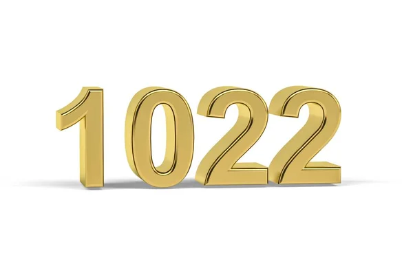 Número Oro 1022 Año 1022 Aislado Sobre Fondo Blanco Render —  Fotos de Stock