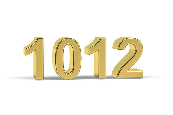 Gyllene Nummer 1012 1012 Isolerad Vit Bakgrund Render — Stockfoto