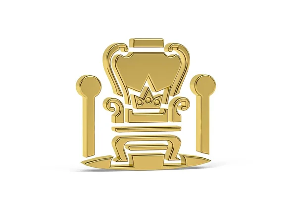 Golden Koninklijke Troon Pictogram Geïsoleerd Witte Achtergrond Render — Stockfoto