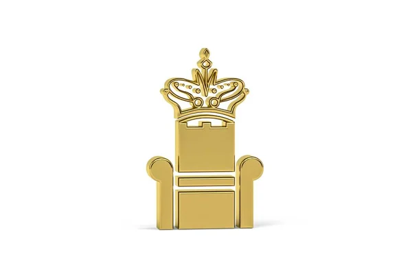 Golden Koninklijke Troon Pictogram Geïsoleerd Witte Achtergrond Render — Stockfoto