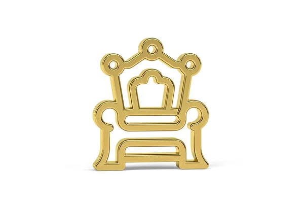 Icono Dorado Del Trono Real Aislado Sobre Fondo Blanco Render —  Fotos de Stock