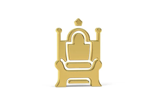 Golden Icona Del Trono Reale Isolato Sfondo Bianco Rendering — Foto Stock