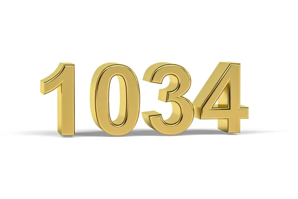 Número Oro 1034 Año 1034 Aislado Sobre Fondo Blanco Render —  Fotos de Stock