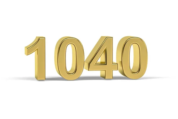 Golden Nummer 1040 1040 Isolerad Vit Bakgrund Render — Stockfoto