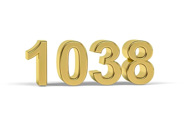 Número Oro 1038 Año 1038 Aislado Sobre Fondo Blanco Render —  Fotos de Stock