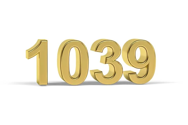 Número Oro 1039 Año 1039 Aislado Sobre Fondo Blanco Render —  Fotos de Stock