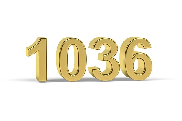 Gyllene Nummer 1036 1036 Isolerad Vit Bakgrund Render — Stockfoto