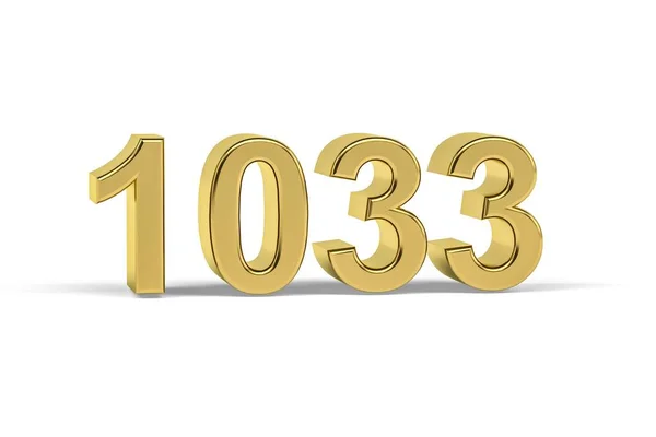 Golden Nummer 1033 1033 Isolerad Vit Bakgrund Render — Stockfoto