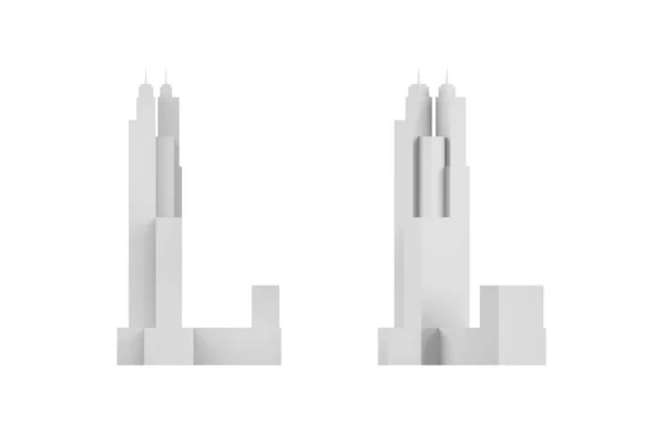 基于白色背景的城市建筑模型 3D渲染 复制空间 — 图库照片