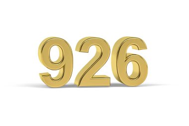 Altın 3D numara 926 - 926 yılı beyaz arkaplanda izole edilmiş - 3D görüntüleme