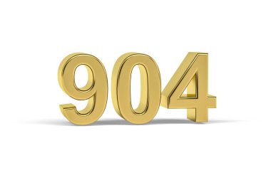 Altın 3D numara 904 - 904 yılı beyaz arkaplanda izole edilmiş - 3D görüntüleme