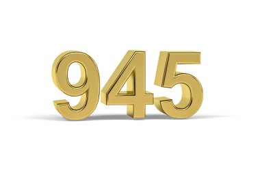 Altın 3D numara 945 - 945 yılı beyaz arka planda izole edildi - 3D oluşturma
