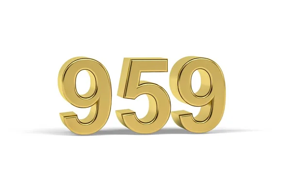 Golden Numero 959 Anno 959 Isolato Sfondo Bianco Rendering — Foto Stock