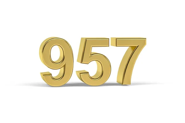 Golden Number 957 Year 957 Isolated White Background Render — 图库照片