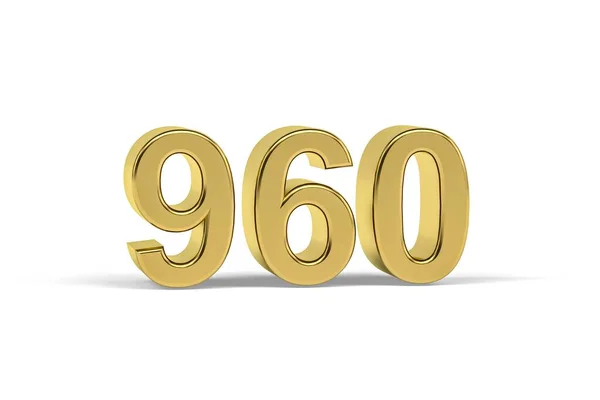 Золотое Трехмерное Число 960 Год 960 Изолирован Белом Фоне Трехмерное — стоковое фото