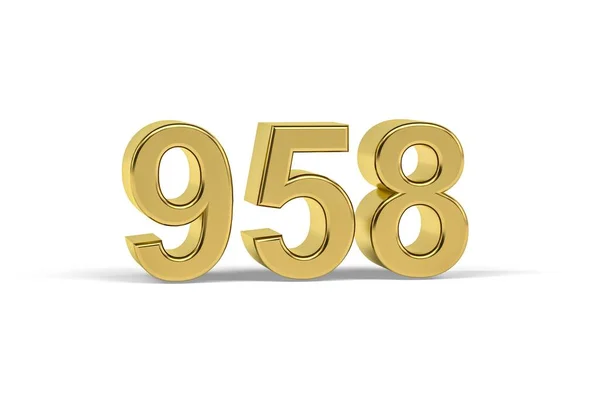 Golden Number 958 Year 958 Isolated White Background Render — 图库照片