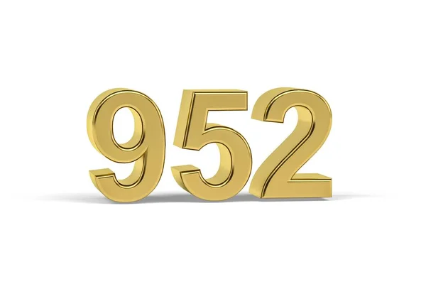 ゴールデン3D番号952 白を背景に952年 3Dレンダリング — ストック写真