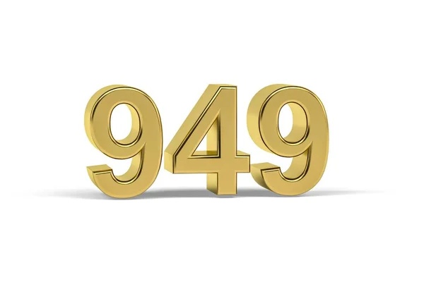 Golden Numero 949 Anno 949 Isolato Sfondo Bianco Rendering — Foto Stock