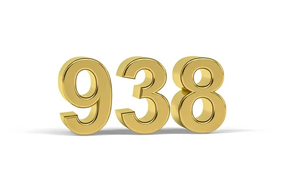 Golden Number 938 Year 938 Isolated White Background Render — 图库照片