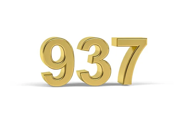 Золотое Трехмерное Число 937 Год 937 Изолирован Белом Фоне Трехмерное — стоковое фото