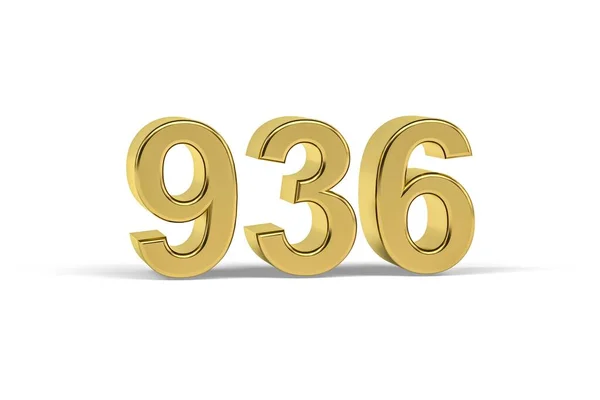 Golden Number 936 Year 936 Isolated White Background Render — 图库照片