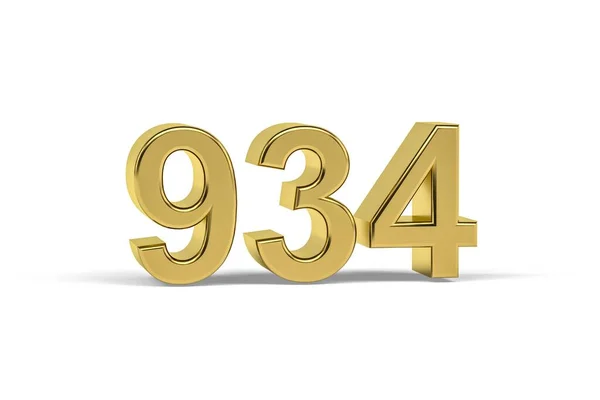 Número Dourado 934 Ano 934 Isolado Fundo Branco Renderização — Fotografia de Stock