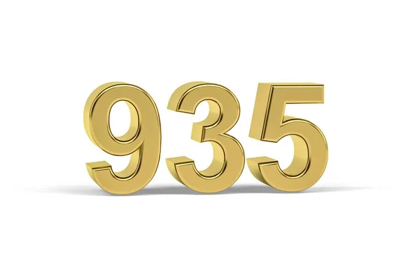 Złoty Numer 935 Rok 935 Izolowany Białym Tle Renderowanie — Zdjęcie stockowe