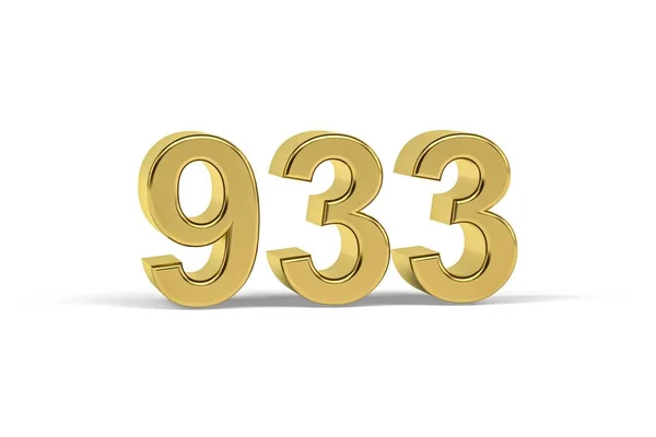 Golden Szám 933 933 Elszigetelt Fehér Alapon Render — Stock Fotó