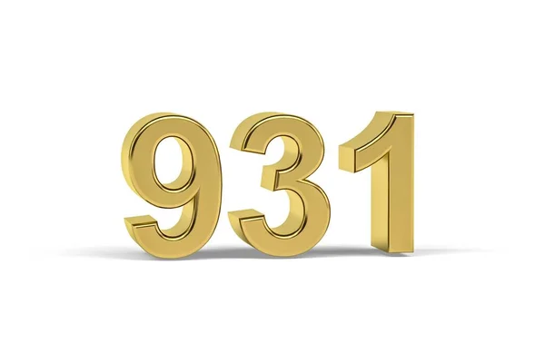 Золотое Трехмерное Число 931 Год 931 Изолирован Белом Фоне Трехмерное — стоковое фото