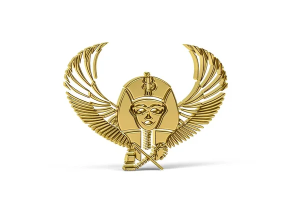Golden Pharaoh Ikon Isolerad Vit Bakgrund Render — Stockfoto