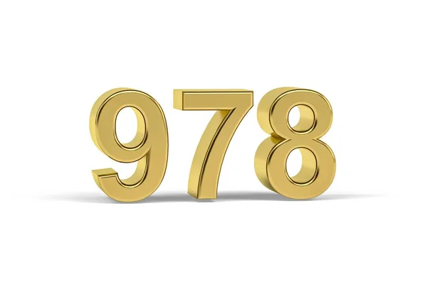 Golden Szám 978 978 Elszigetelt Fehér Alapon Render — Stock Fotó