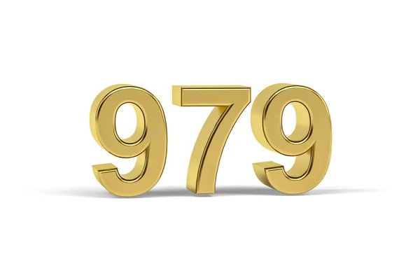 Golden Number 979 Year 979 Isolated White Background Render — 图库照片