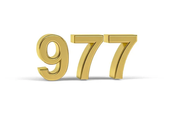 Goldene Zahl 977 Jahreszahl 977 Isoliert Auf Weißem Hintergrund Renderer — Stockfoto