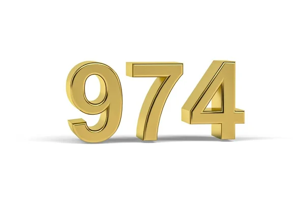 Golden Number 974 Jaar 974 Geïsoleerd Witte Achtergrond Render — Stockfoto